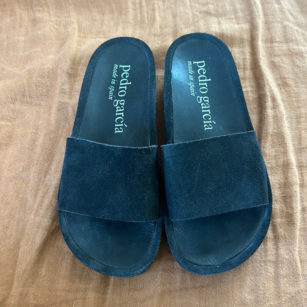 Black Suede Pedro Garcia Slides